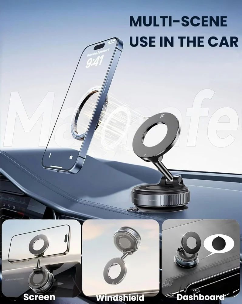 Magnetic Vacuum Suction Mobile Holder, Multiple Angle Adjustment, Retractable, Strong Magnetic Attachment.