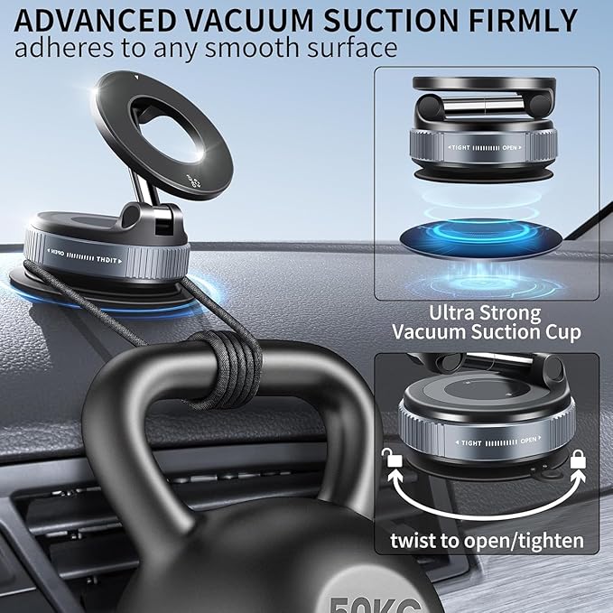 Magnetic Vacuum Suction Mobile Holder, Multiple Angle Adjustment, Retractable, Strong Magnetic Attachment.