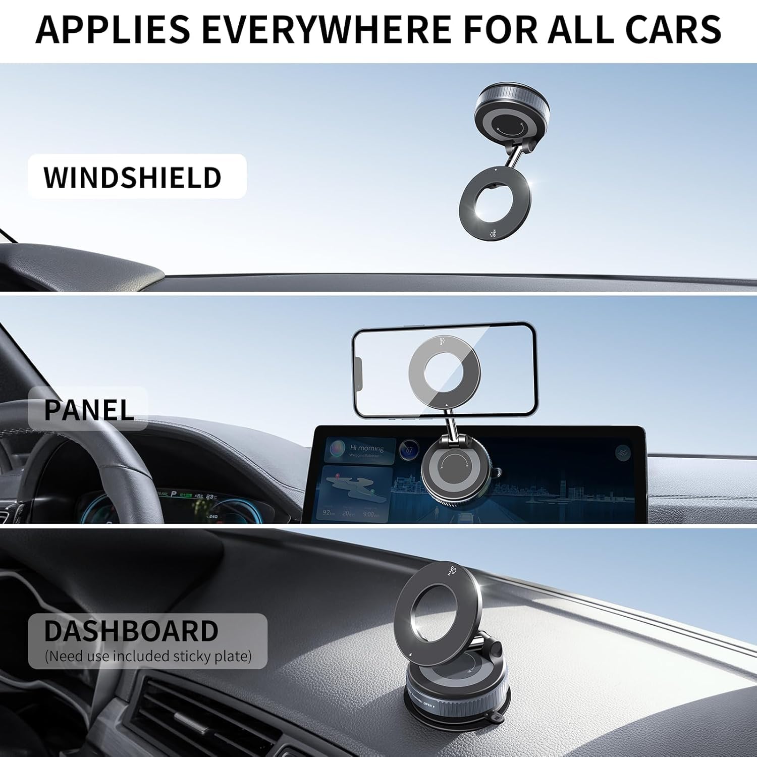 Magnetic Vacuum Suction Mobile Holder, Multiple Angle Adjustment, Retractable, Strong Magnetic Attachment.