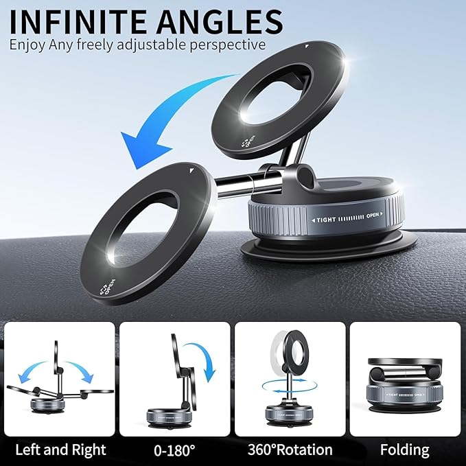 Magnetic Vacuum Suction Mobile Holder, Multiple Angle Adjustment, Retractable, Strong Magnetic Attachment.